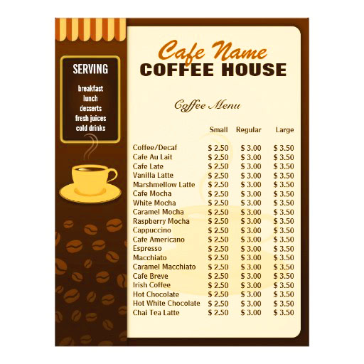 menu quan cafe