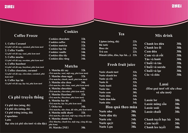 menu quan cafe